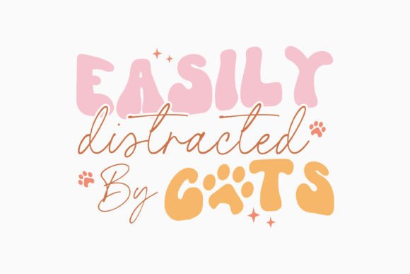 Retro Cat Quote SVG Easily Distracted